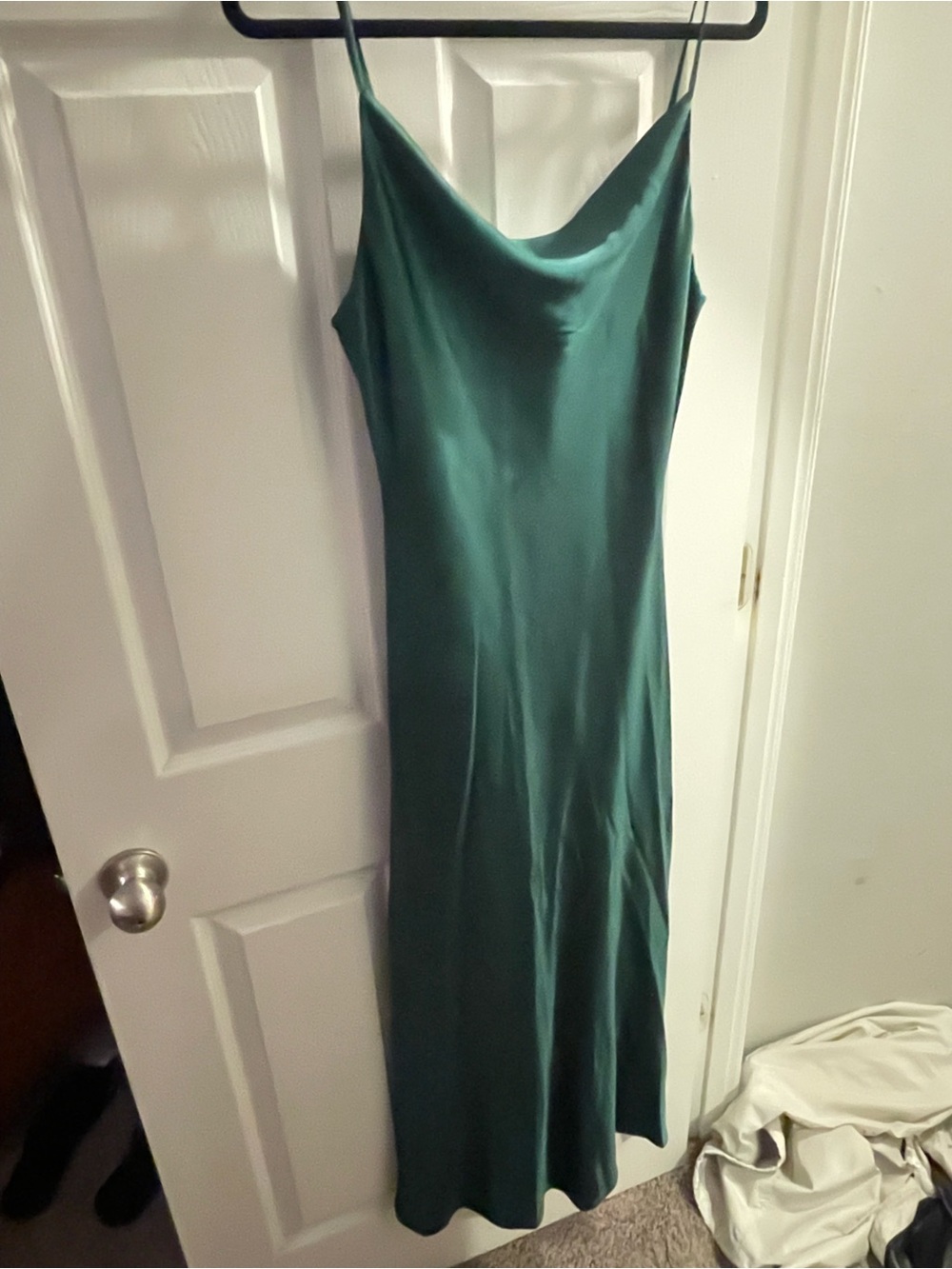 Fashion Nova Green Satin Maxi Dress